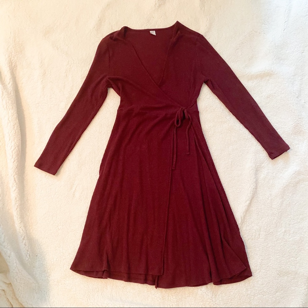 LARGE | Old Navy Ribbed Long-Sleeve Swing Dress